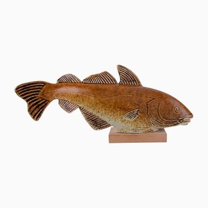 Pesce in ceramica smaltata di Sven Wejsfelt per Gustavsberg