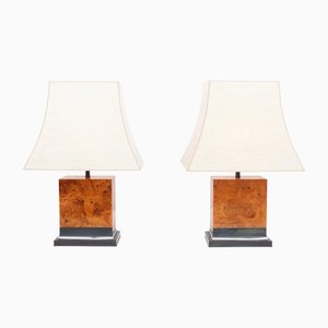 Burl Lamps by Jean Claude Mahey, Set of 2