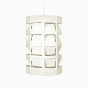 Scandinavian Cubic White Metal Lyskurv Hanging Lamp by Louis Poulsen, 1960s