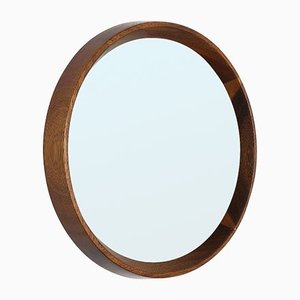 Crystal Glass and Oak Wood Mirror from Luxus Vittsjö, 1960s