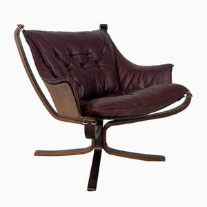 Vintage Leather Low Back Winged Falcon Chair by Sigurd Resell