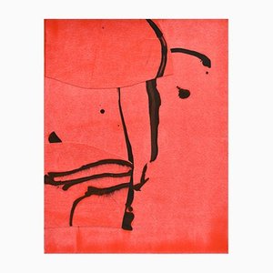 Stephen Maine, Frankly Scarlet 52, 2021, Tusche und Acryl auf Papier mit Collage
