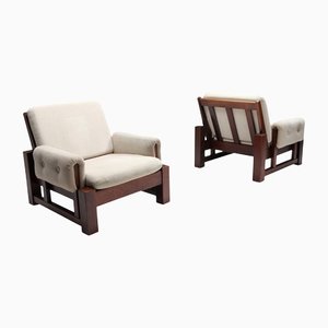 Mid-Century Modern Solid Mahogany Club Chairs, Set of 2