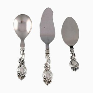 Danish Rococo Style Silversmith Serving Parts in Silver, 1940s, Set of 3