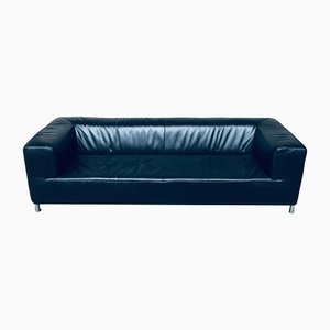 Postmodern Design German Genesis Black Leather Sofa by Koinor, 1990s