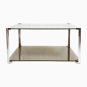 Smoked & Chrome Plated Glass Twin Coffee Table by A. Ari Colombo for Arflex, 1968
