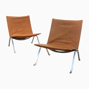 Cognac Leather PK22 Chairs by Poul Kjærholm for E. Kold Christensen, Set of 2