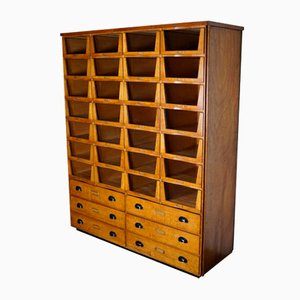 Large Vintage Dutch Oak Haberdashery Shop Cabinet