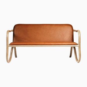 Natural Cognac Leather 2-Seater Kolho Bench or Sofa by Matthew Day Jackson for Made by Choice
