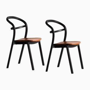 Schwarze Kastu Stühle aus cognacfarbenem Leder von Made by Choice, 2er Set