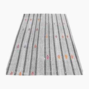 Alfombra Kilim turca vintage de lana gris