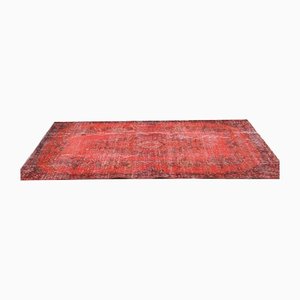 Türkischer Vintage Teppich aus roter Wolle