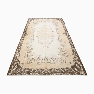 Tappeto Oushak vintage in lana beige, Turchia