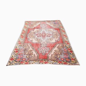 Tapis Vintage Fait Main en Laine Rouge