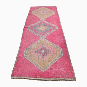 Vintage Turkish Pink Wool Runner Rug