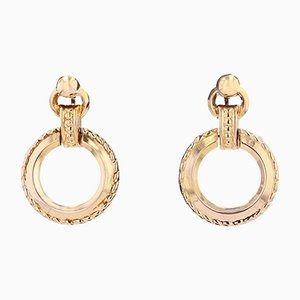 Aretes colgantes franceses de oro rosa de 18 kt, siglo XX. Juego de 2