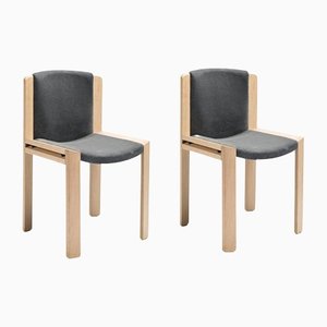 Wood and Kvadrat Fabric 300 Chairs by Joe Colombo for Karakter, Set of 2