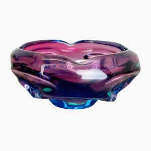 Cenicero multicolor de cristal de Murano, años 70