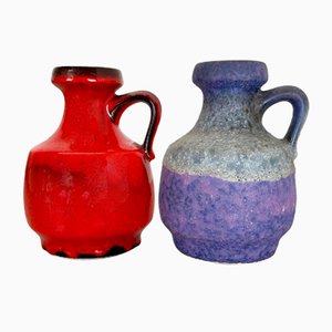 Pottery Fat Lava Vasen in Lila-Rot von Jopeko, Deutschland, 1970er, 2er Set