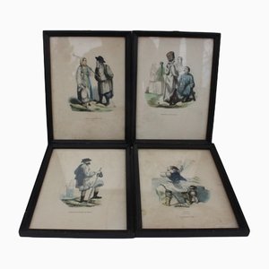 Russian Fashion, 19th-Century, Lithograph, Framed, Set of 4