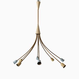 Große deutsche Mid-Century Modern 8-flammige Sputnik Hängelampe oder Kronleuchter, 1950er