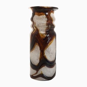 Swirly Multicolored Handmade Glass Vase, 1970s