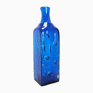 Large Mid-Century Dark Blue Hand Made Glass Bottle by Karol Holosko, 1960s