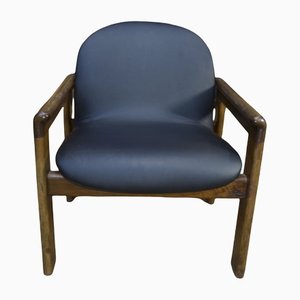 Vintage Leather & Beech Chair, 1970
