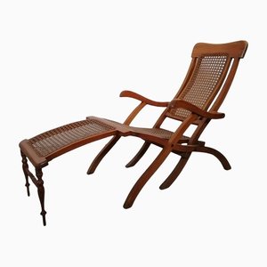 Wood & Straw Folding Deck Chair