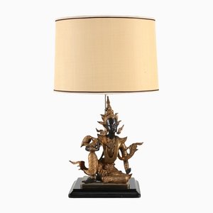 Gilded Bronze Seated Buddha Table Lamp