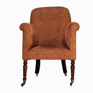 William IV Tub Back Easy Armchair Upon Turned Sabre Legs & Castors, 19th Century