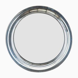 Vintage Chrome Metal Round Mirror, 1970s