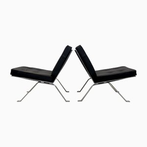 Leather and Stainless Steel Lounge Chairs by Hans Eichenberger for Girsberger, Set of 2