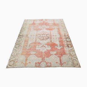 Petit Tapis Oushak en Laine Rouge Fait Main, Turquie