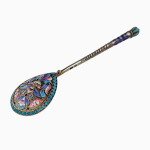 Russian Silver and Cloisonne Enameled Spoon
