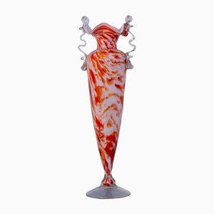 Orange Vintage Murano Glasvase von Fratelli Toso, 1940er