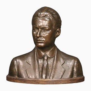 American Artist, Half-Bust of Gentleman, 1930s, Bronze