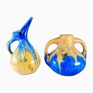 Flamed Pitcher and Sandstone Vase by Gilbert Metenier, Set of 2