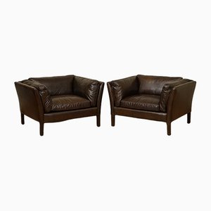 Halo Groucho Leather Armchairs by John Lewis, Set of 2