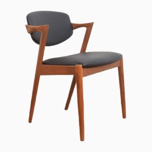 Teak & Leather Model 42 Chair by Kai Kristiansen for Schou Andersen, 1960s