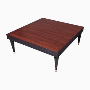 Vintage Italian Square Black Walnut Coffee Table in the Style of Paolo Buffa