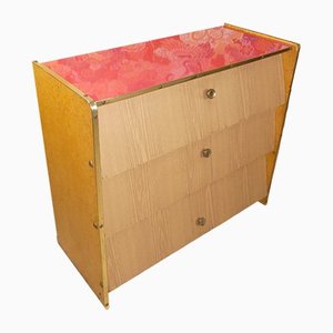 Red Footprint Shoe Cabinet with 3 Folding Fans, 1960s