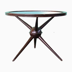 Sputnik Wood and Glass Round Coffee Table Set, Set of 2