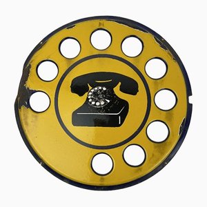 Italienisches Telefonschild aus gelb emailliertem Metall, 1960er