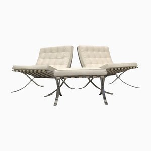 Limited 30th Barcelona Lounge Chairs & Ottoman by Ludwig Mies Van Der Rohe for Knoll Inc. / Knoll International, 1981, Set of 3