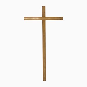 Grand Crucifix Minimaliste de Walnut & Brass, Allemagne, 1960s