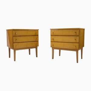 Mid-Century Modern Brass and Wood Nightstands, 1950s, Set of 2