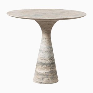 Travertino Silver Refined Marble Low Round Table