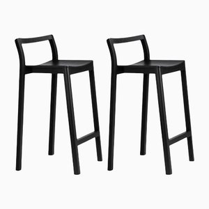 Halikko Stools with Backrest in Black by Made by Choice, Set of 2