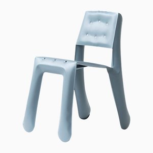 Blue Grey Carbon Steel Chippensteel 5.0 Sculptural Chair by Zieta